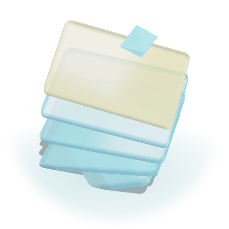3D illustration of stacked glass learning panels